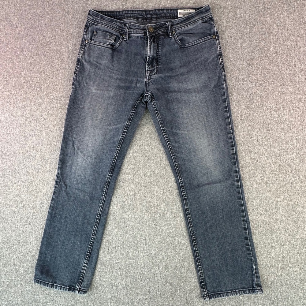 Buffalo Jeans Mens 34 Jack-X Slim Straight Stretch Blue Dark Wash Denim Pants